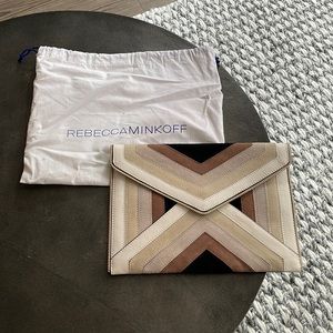 Chevron stripped envelope clutch